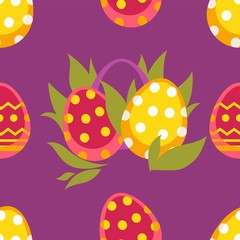 Spring easter vector seamless pattern with colorful