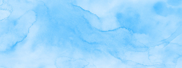 Smooth grunge ink turquoise shades wet effect hand drawn canvas aquarelle background. Creative bright light sky blue color watercolor paper textured illustration for design, vintage card,  templates