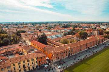 Leaning Tower of Pisa and Surrounding Buildings and City of Pisa