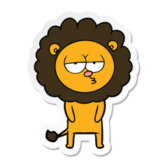 sticker of a cartoon tired lion