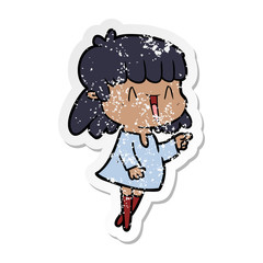 distressed sticker of a cartoon woman
