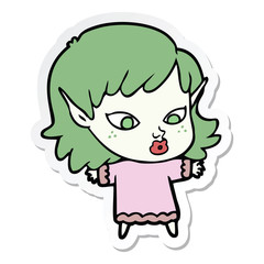 sticker of a pretty cartoon elf girl