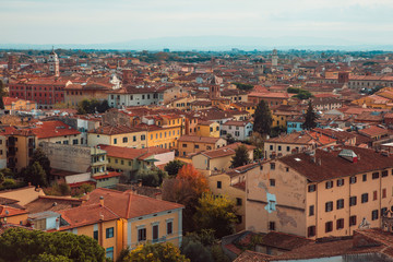 Fototapeta premium Leaning Tower of Pisa and Surrounding Buildings and City of Pisa