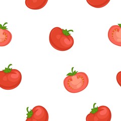 Tomato cartoon vector seamless pattern on white