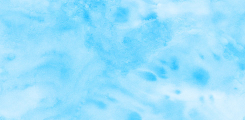 Smooth grunge ink turquoise shades wet effect hand drawn canvas aquarelle background. Creative bright light sky blue color watercolor paper textured illustration for design, vintage card,  templates