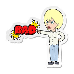 sticker of a cartoon woman accusing
