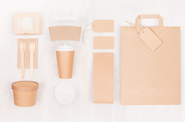 Concept design disposable brown paper pack for go food for restaurant, cafe, shop, advertising -...