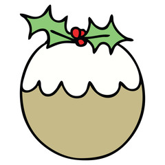 quirky hand drawn cartoon christmas pudding