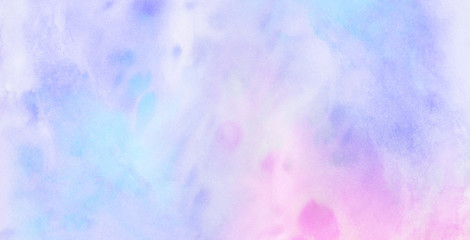 Fantasy smooth light pink, purple shades and blue watercolor paper textured illustration for grunge design, vintage card, templates. Pastel ink colors wet effect hand drawn canvas aquarelle background