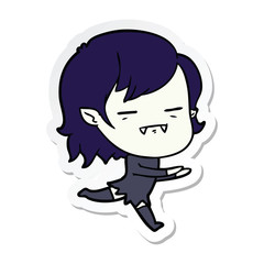 sticker of a cartoon undead vampire girl running