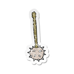 retro distressed sticker of a cartoon medieval mace