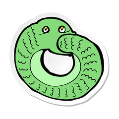 sticker of a cartoon snake eating own tail