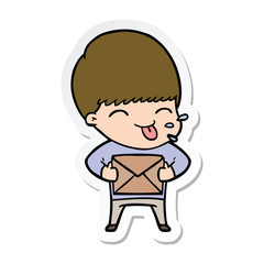 sticker of a happy cartoon boy