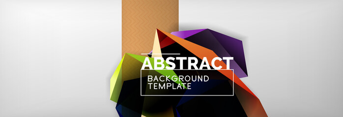 Triangular 3d geometric shapes composition, abstract background