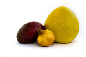 mango, pomegranate and pomelo isolated on white background