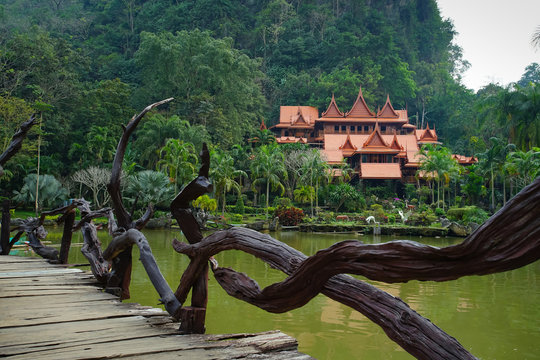 Made from wood Temple Wat Tham Khao Wong.