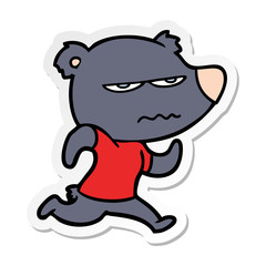 distressed sticker of a cartoon bear