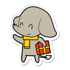 sticker of a cute cartoon christmas elephant