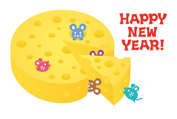 ねずみ　チーズ　年賀状