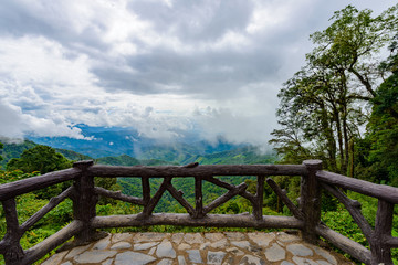 View of the mountain range and sea of mist in the morning