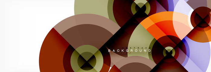 Obraz premium Minimal geometric circles and triangles abstract background, techno modern design, poster template