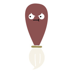flat color retro cartoon paint brush