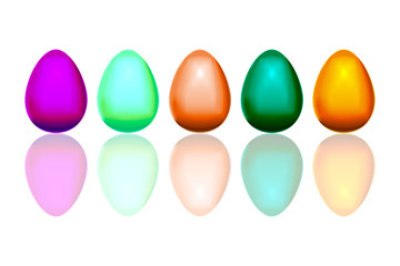 Fototapeta na wymiar Several realistic colored easter eggs with shadows