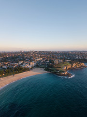 Fototapeta premium Aerial view of Coogee Beach, Sydney with clear sky.