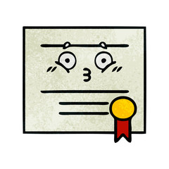 retro grunge texture cartoon graduation diploma