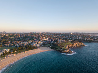Fototapeta na wymiar Aerial view of Coogee Beach, Sydney with clear sky.