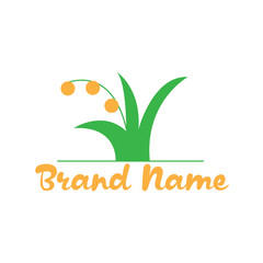 Vector logo with the image of summer fairy grass. Applicable for fairy tales, medicines, cosmetics and beauty. Colors green, orange.