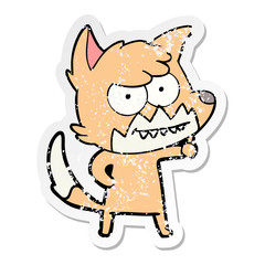 Obraz na płótnie Canvas distressed sticker of a cartoon grinning fox