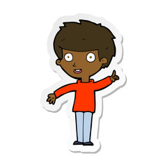 sticker of a cartoon boy with idea