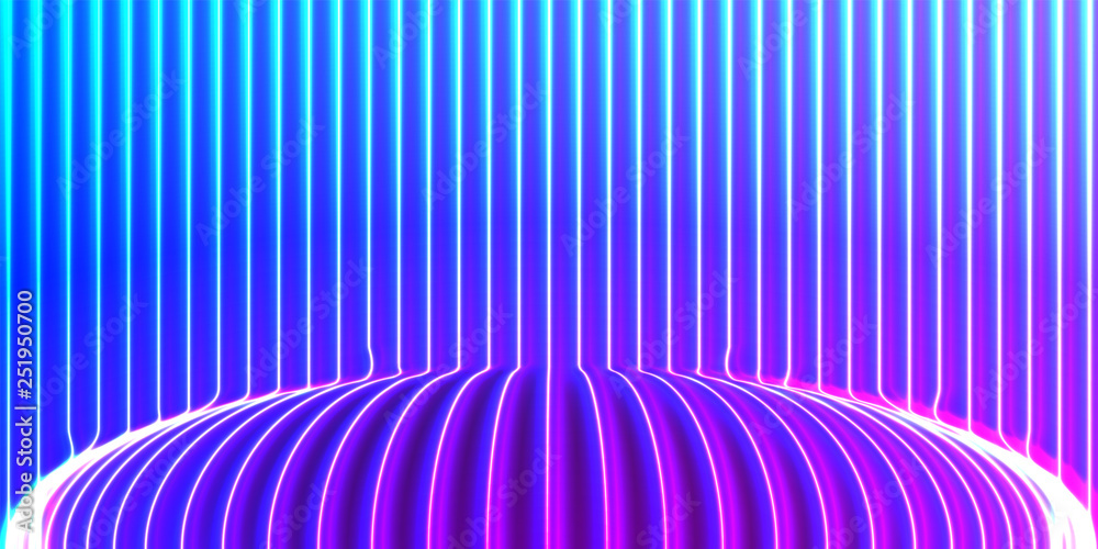 Poster neon lines background with glowing 80s new retro synthwave style
