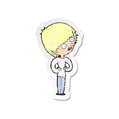 retro distressed sticker of a cartoon shocked woman