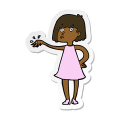 sticker of a cartoon woman showing off engagement ring