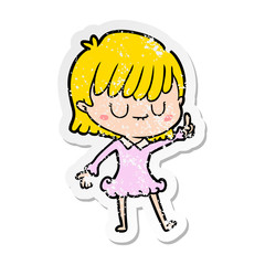 distressed sticker of a cartoon woman