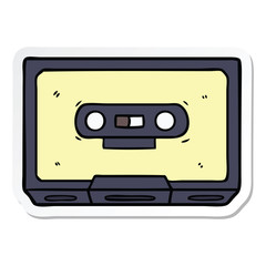 Obraz premium sticker of a cartoon old cassette tape