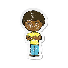 retro distressed sticker of a cartoon grumpy man