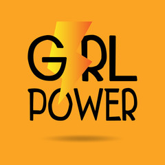 Girl Power. Feminism slogans and inspirational quotes for women with lightning bolt vector illustration image