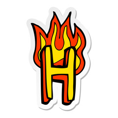 sticker of a cartoon flaming letter