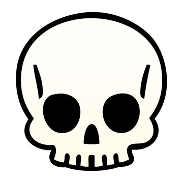 quirky gradient shaded cartoon skull