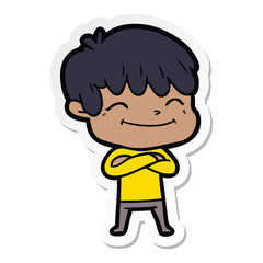 sticker of a cartoon happy boy
