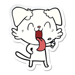 sticker of a cartoon panting dog