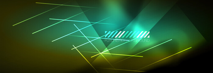 Obraz premium Abstract neon glowing light background. Dark background with lights. Abstract background with neon lights, night view.