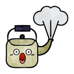 Obraz premium retro grunge texture cartoon steaming kettle
