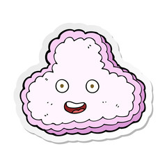 sticker of a cartoon happy pink cloud