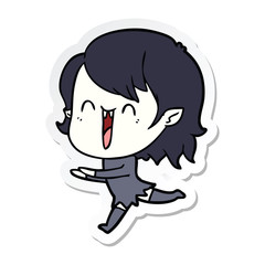 sticker of a cute cartoon happy vampire girl