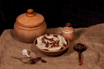 dumplings with cabbage and bacon
