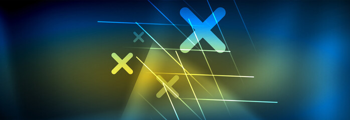 Neon glowing techno lines, hi-tech futuristic abstract background template with lines